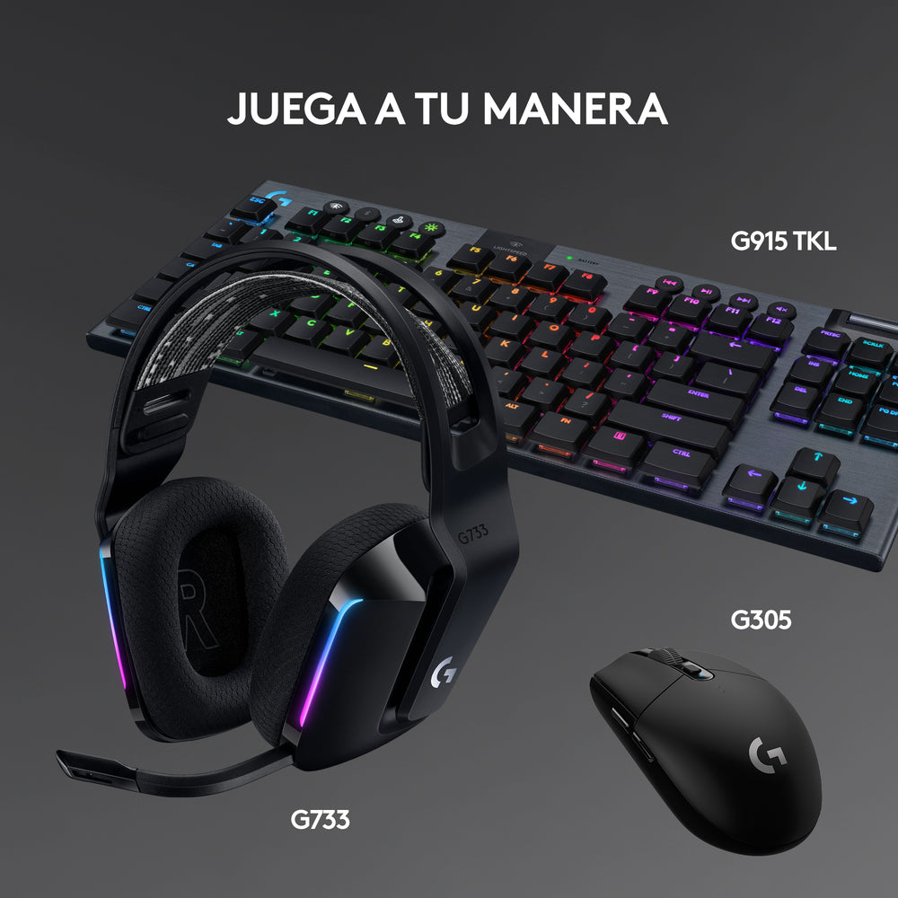 Audífonos G733 con micrófono inalámbricos LIGHTSPEED RGB para gaming