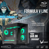 Case V Line Crystal U2M color Negro MID TOWER 3 FAN 120MM