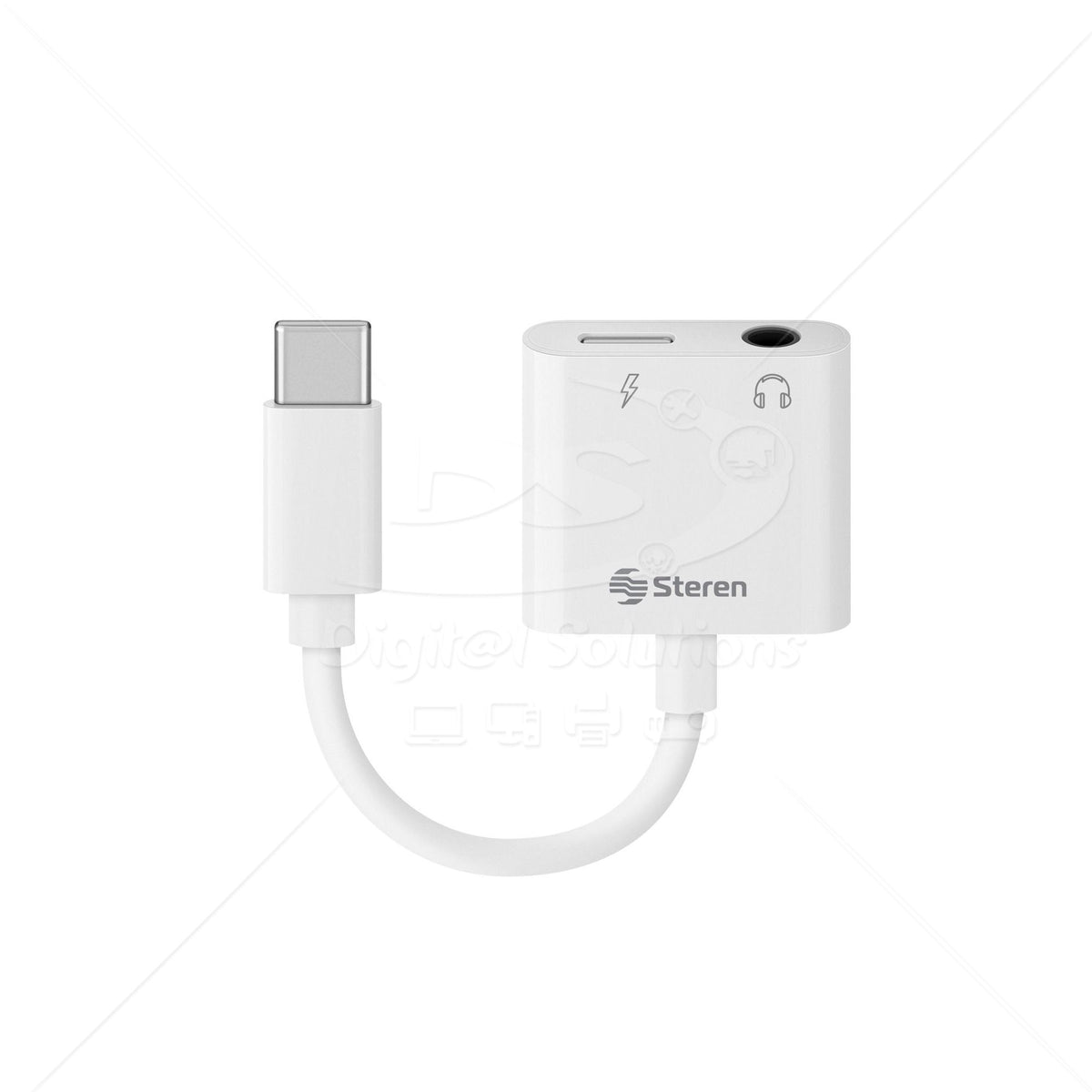 Adaptador USB Steren USB-459 Tipo C Carga y Audio 3.5mm