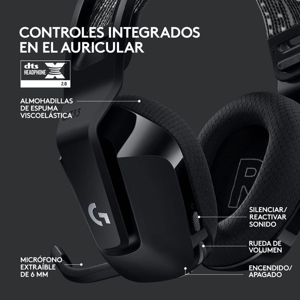 Audífonos G733 con micrófono inalámbricos LIGHTSPEED RGB para gaming