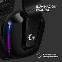 Audífonos G733 con micrófono inalámbricos LIGHTSPEED RGB para gaming