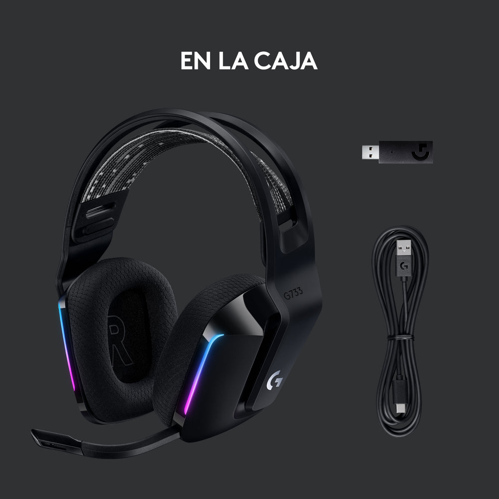 Audífonos G733 con micrófono inalámbricos LIGHTSPEED RGB para gaming