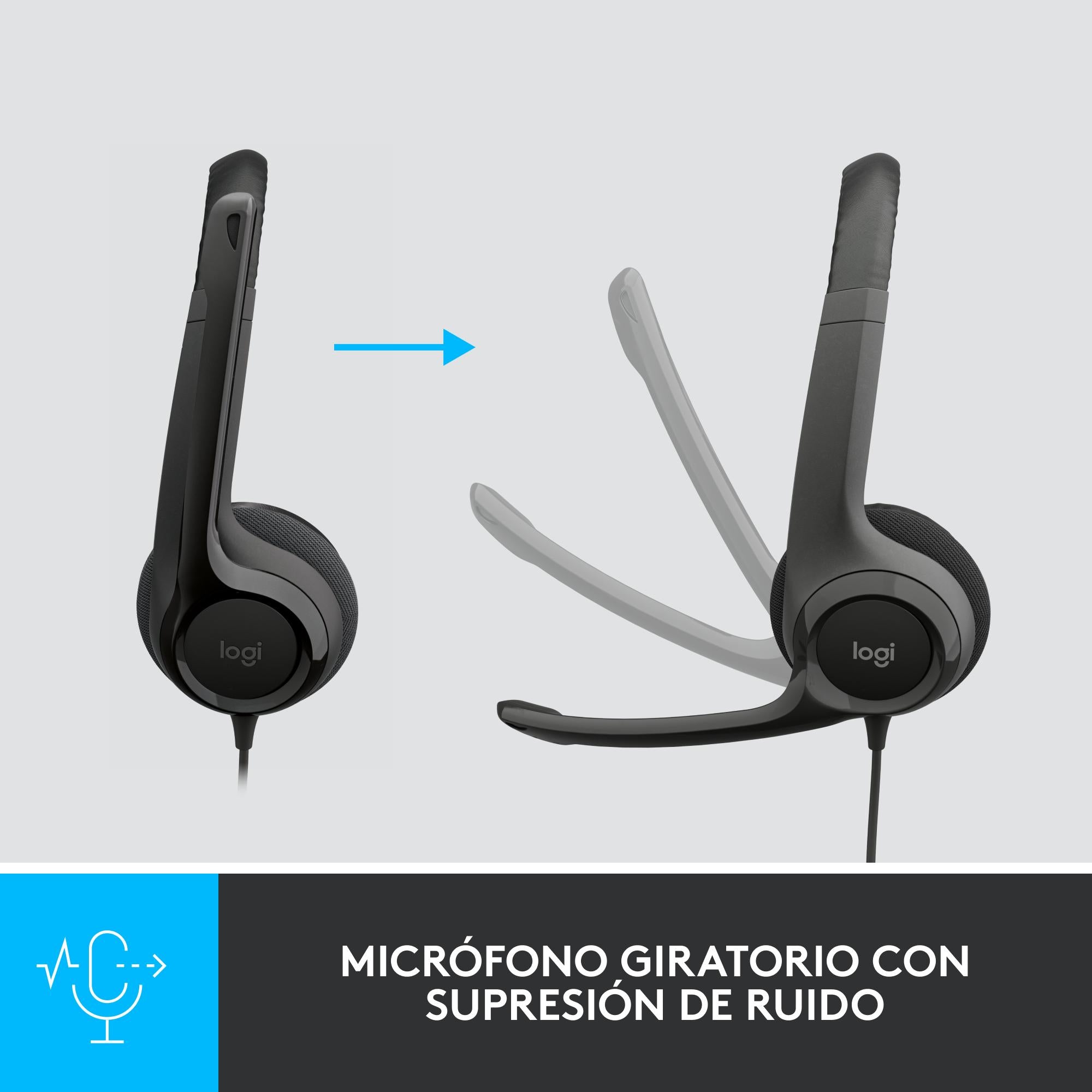 Audífonos con micrófono y cable H390 de Logitech
