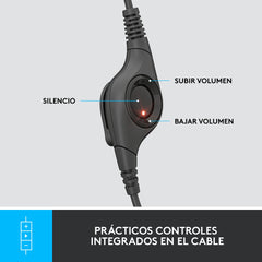 Audífonos con micrófono y cable H390 de Logitech