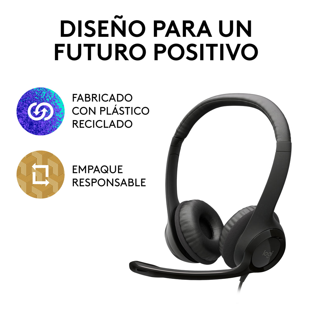 Audífonos con micrófono y cable H390 de Logitech