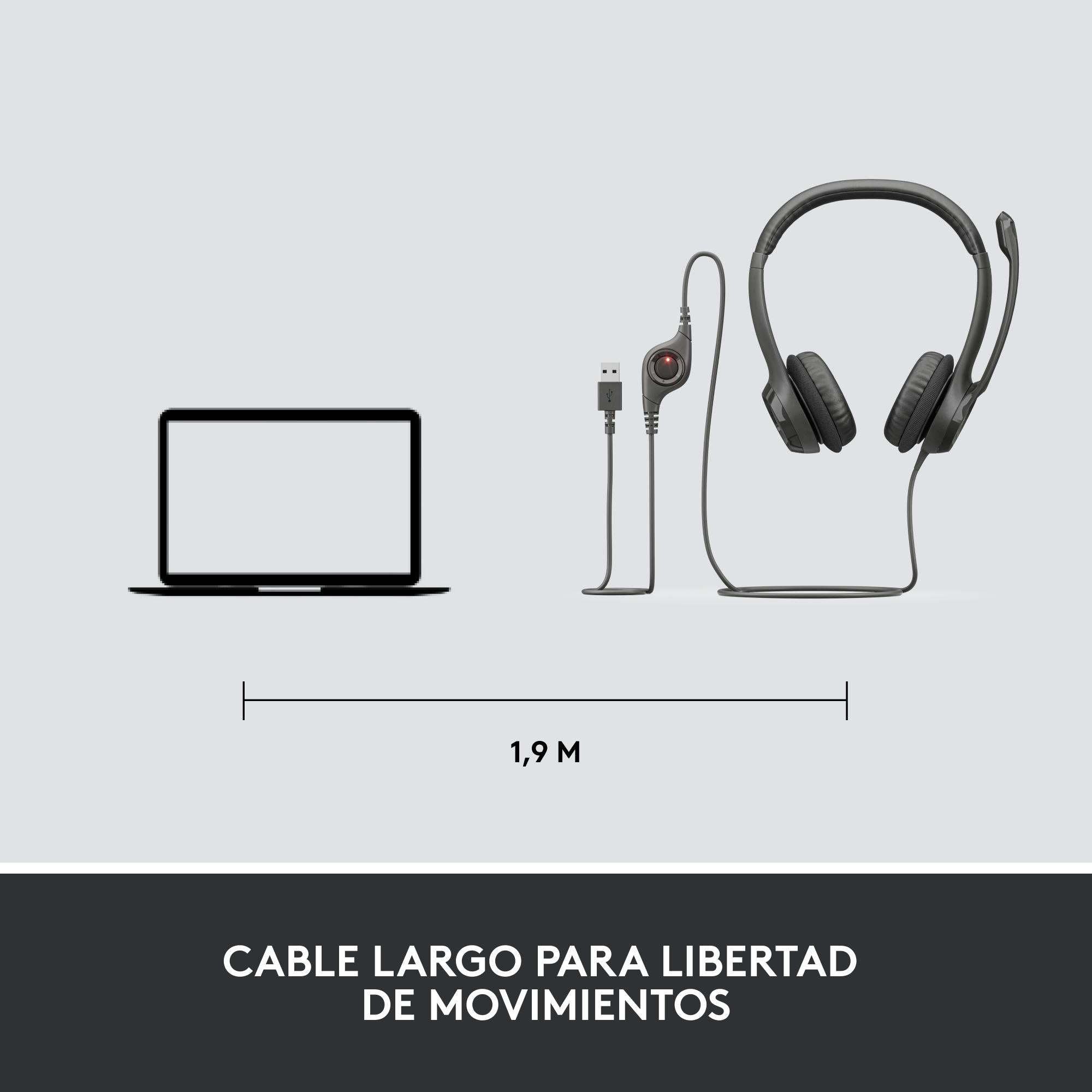 Audífonos con micrófono y cable H390 de Logitech