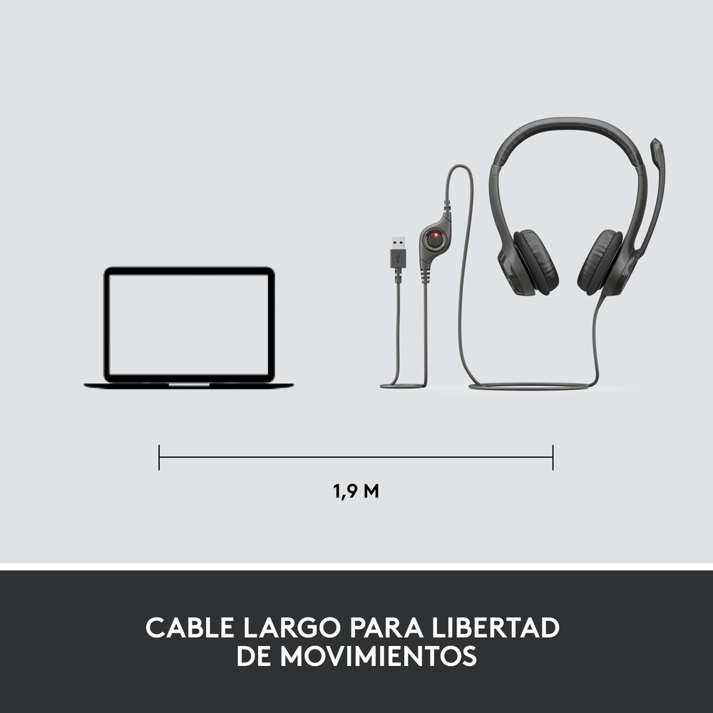 Audífonos con micrófono y cable H390 de Logitech