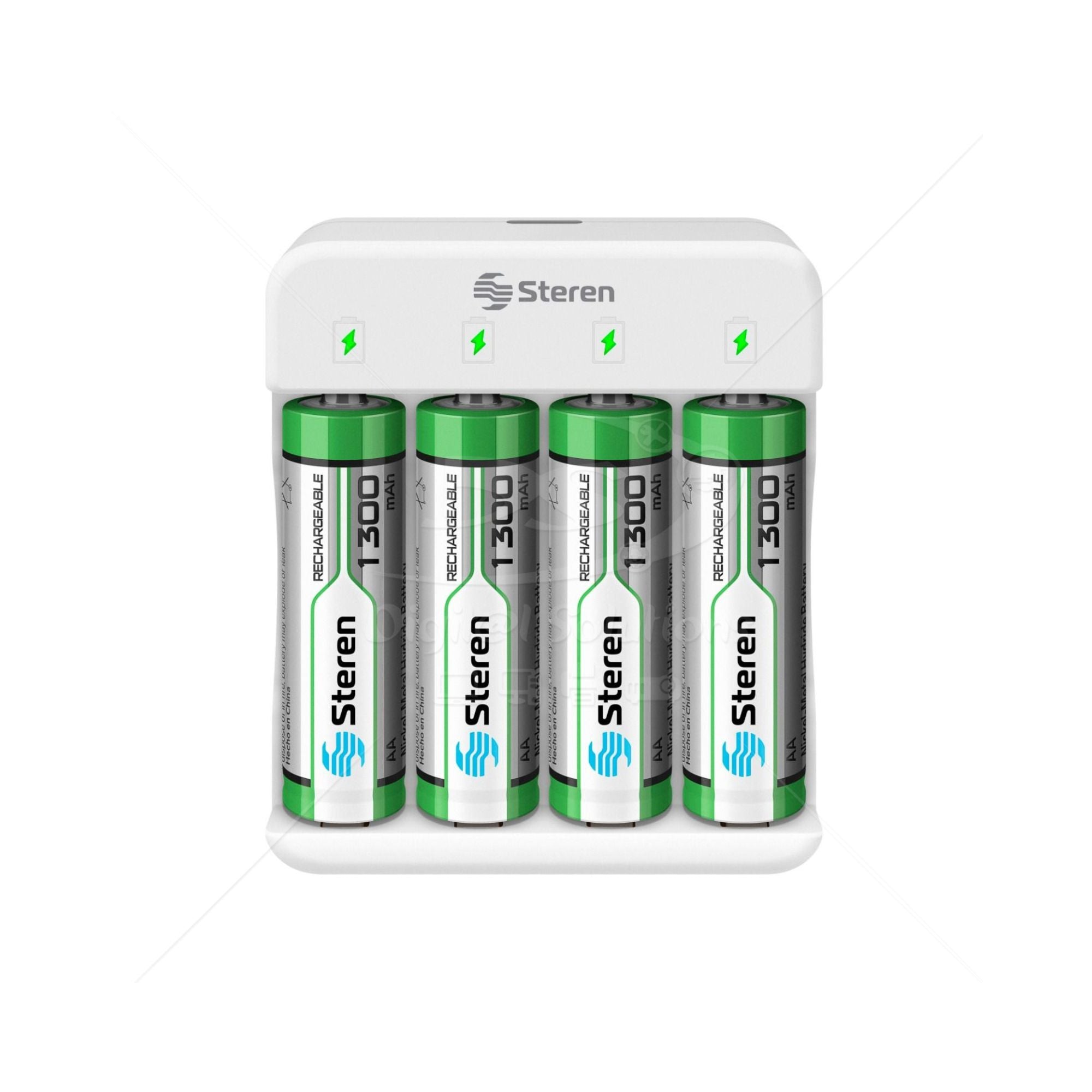Cargador de Baterías STEREN CRG-016 con 4 Baterías AA