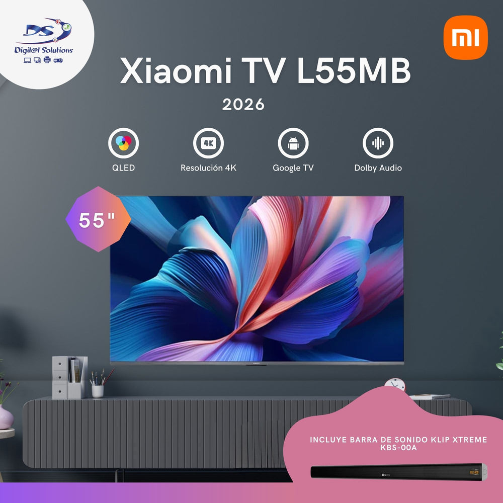 Combo Smart TV Xiaomi L55MB 2026 y Barra de Sonido Klip Xtreme KBS-00A