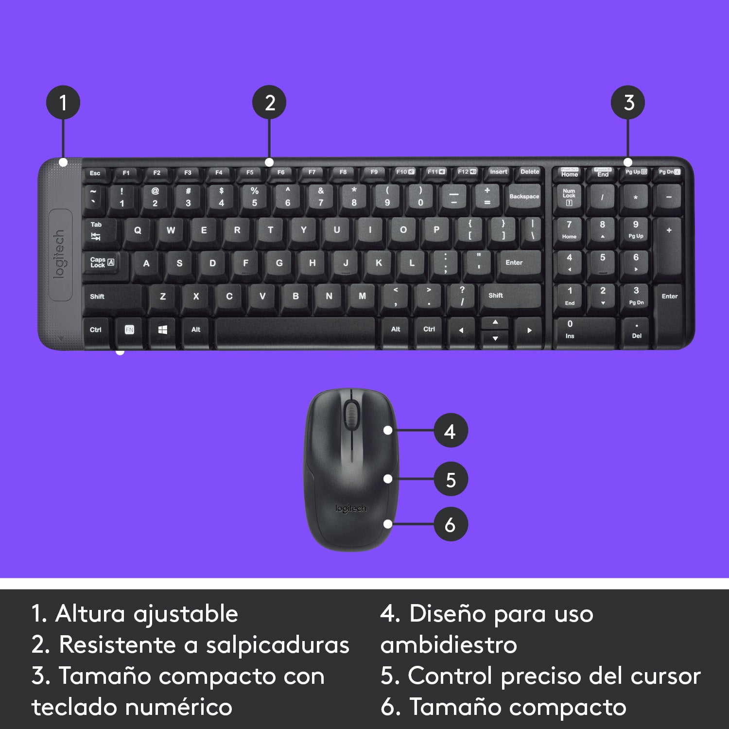 Combo Teclado Compacto y mouse Inalámbricos MK220