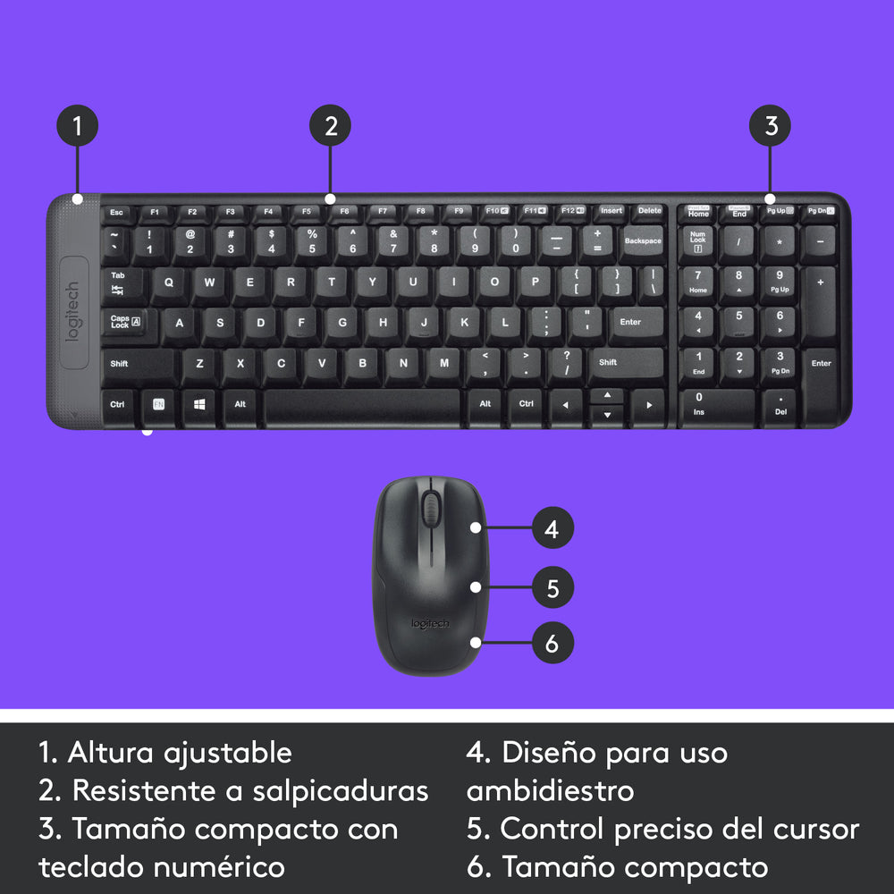 Combo Teclado Compacto y mouse Inalámbricos MK220