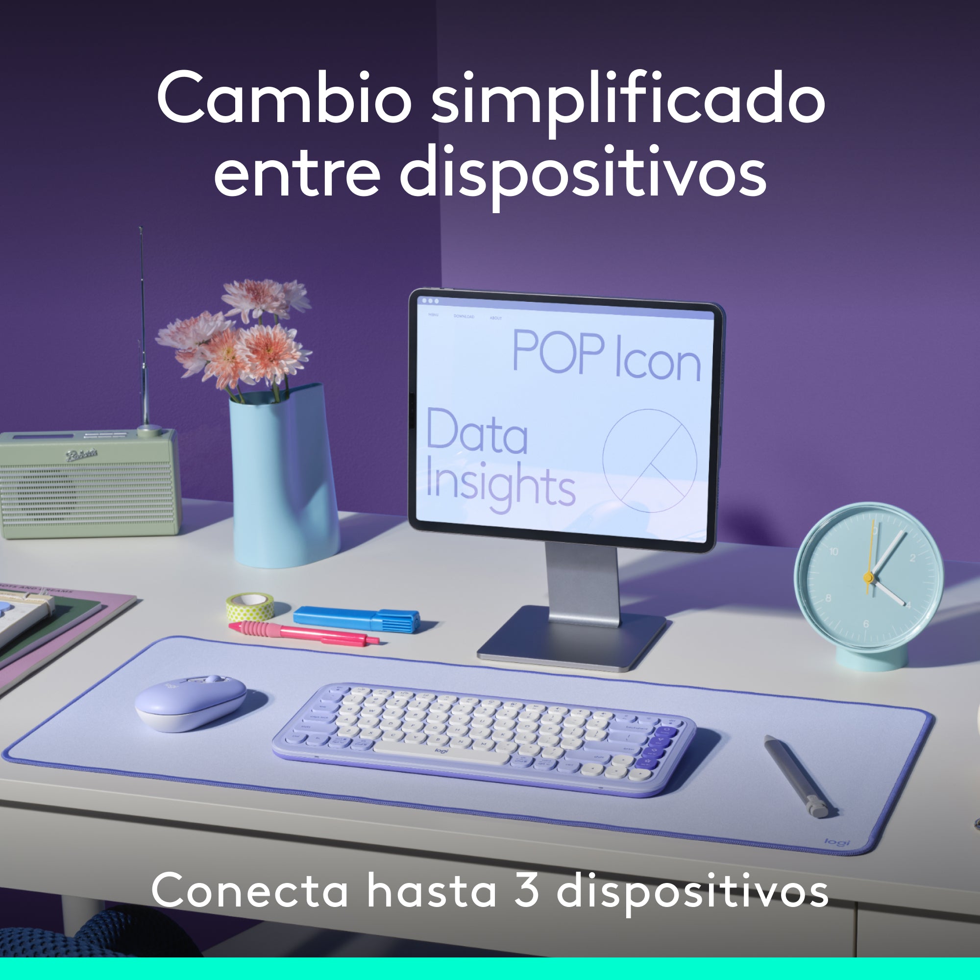 Combo teclado y mouse Logitech POP Icon