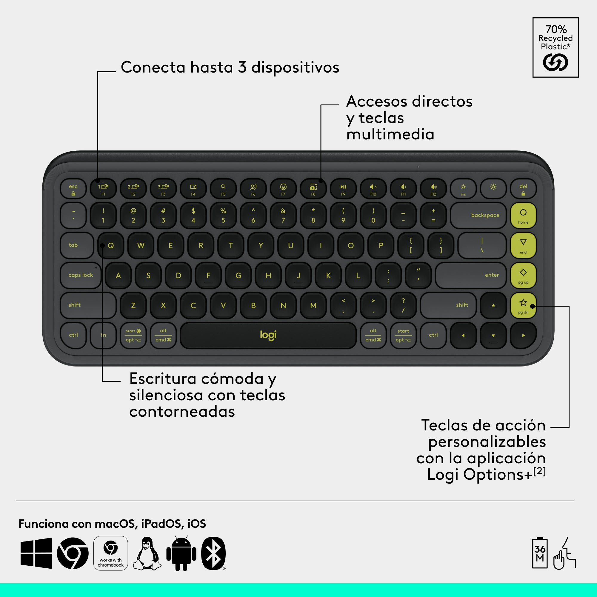 Combo teclado y mouse Logitech POP Icon