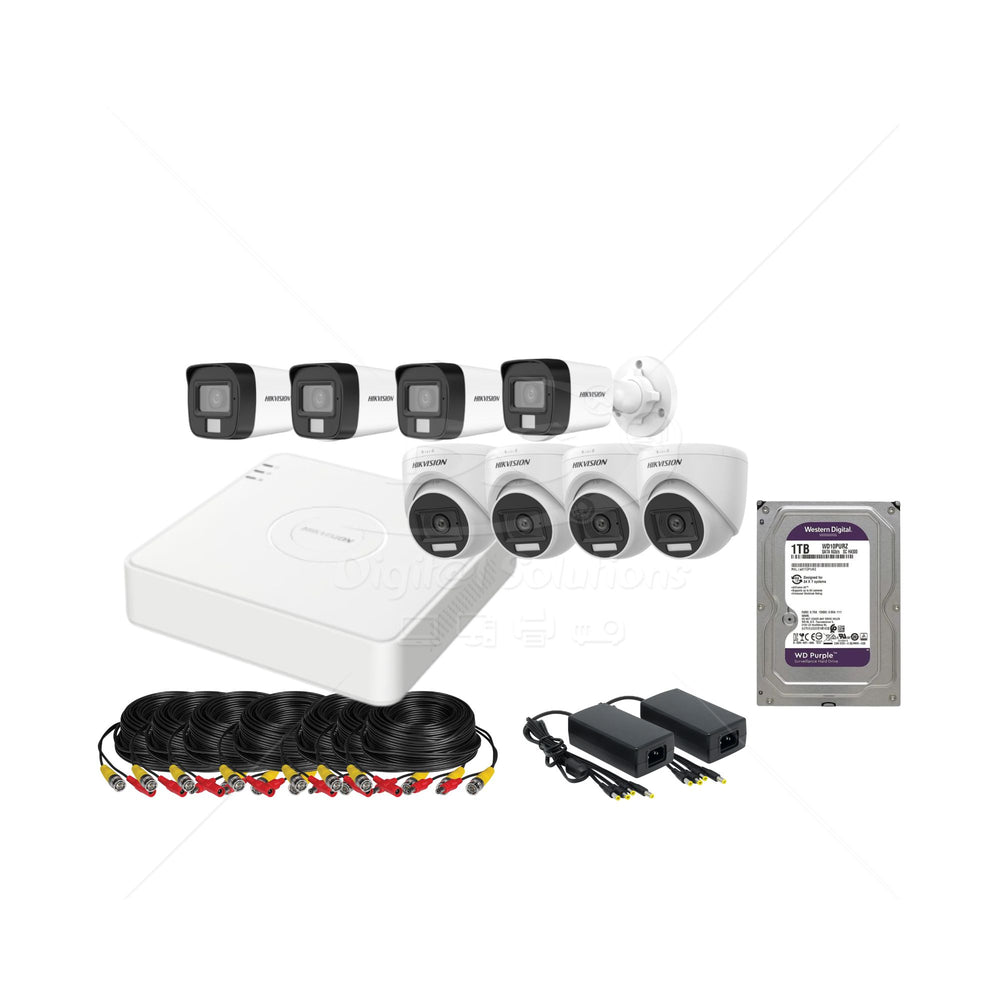 Kit 8 Cámaras Hikvision 3K Smart Hybrid Light