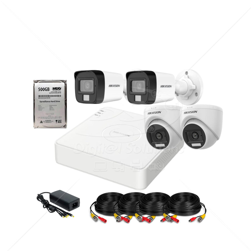 Kit Hikvision 4 Cámaras 5MP (3K) Con Micrófono