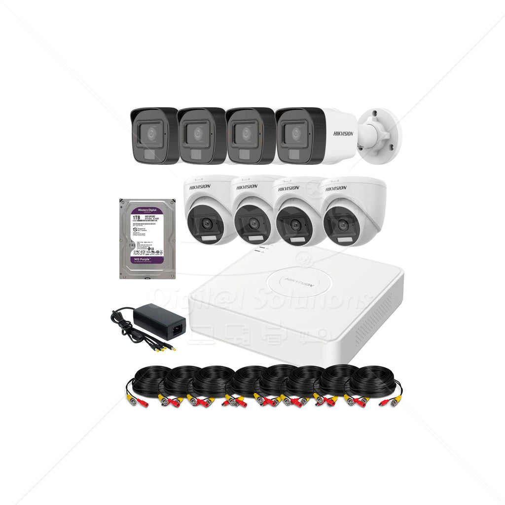 Kit Hikvision 8 Cámaras 2MP (1080P) Con Micrófono