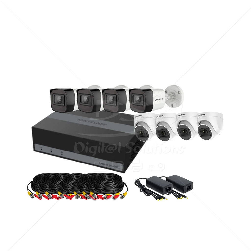 Kit Hikvision 8 Cámaras 2MP (1080P) Con Micrófono