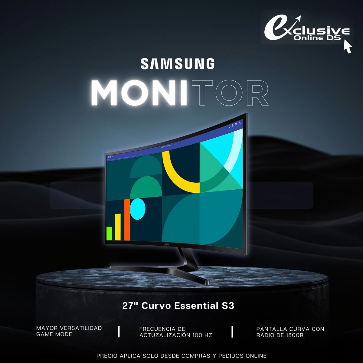 Monitor Curvo Samsung Essential S3 LS27D366GANXZA 27 Plg