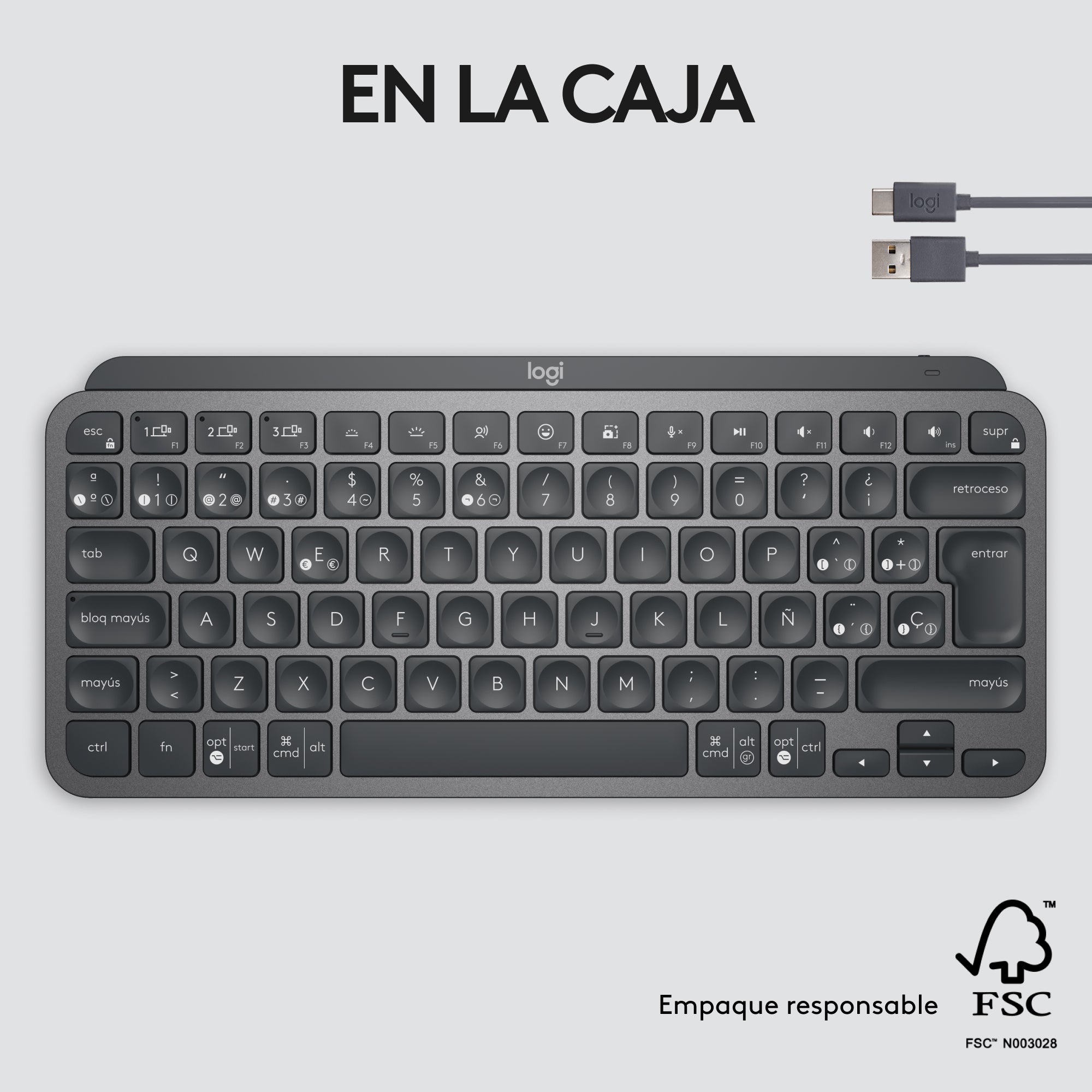 Teclado Inalámbrico Minimalista Logitech MX Keys Mini Negro