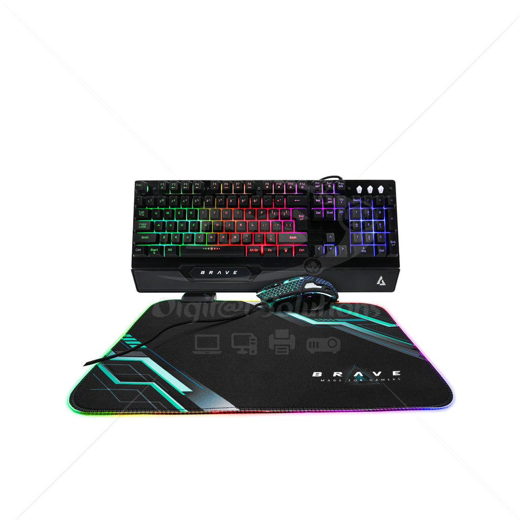 Teclado y Mouse Gamer USB UNNO BRAVE KB6784BK + Mouse